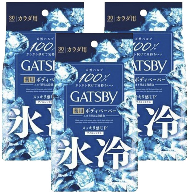 갸스비 데오도란트 샤워 티슈 아이스 시트러스 30매입, 3개