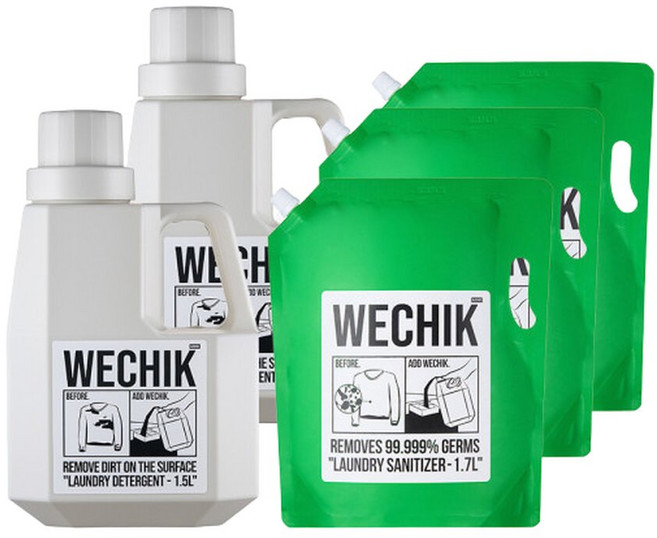 위칙 소독 섬유유연제 리필 1.7L 3개+9중효소 EM Plus 세탁세제 1.5L 2개