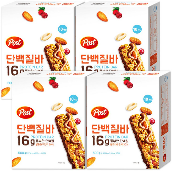 5위 - 포스트 단백질바, 500g, 4개