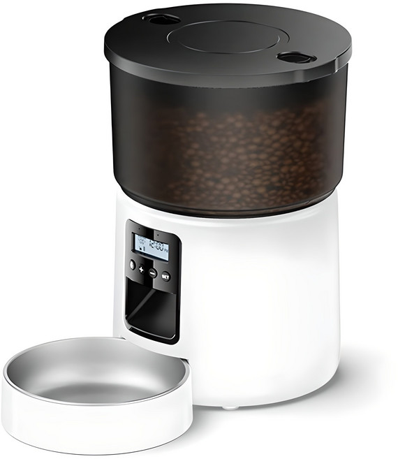 로제코 반려동물 녹음가능 자동급식기, 3L, 화이트, 1개