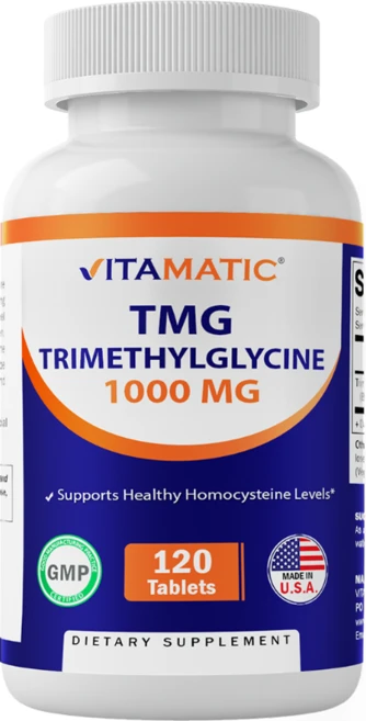 비타매틱 트라이메틸글라이신 (TMG) 1000mg - 베타인 무수물 - 120정, 1000mg 120정, 1개 - 쿠팡