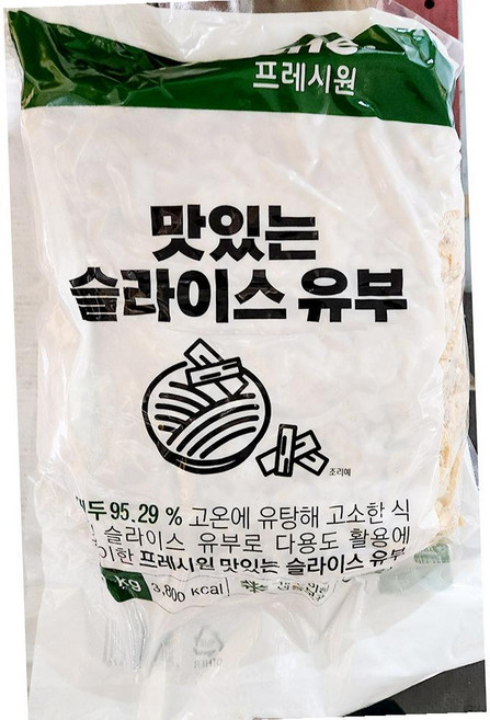 FW 슬라이스 유부 1K 국물 고명 우동 재료 조림용, 1kg, 1개