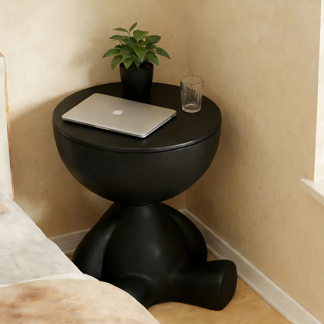 다용도 귀여운 인형모양 수납 미니 소파 협탁 테이블 거실 침실, 1개, 블랙