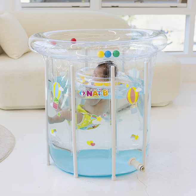 나이비 아기 유아 수영장 신생아 풀장 미니 물놀이 목튜브 세트, 스위밍풀+목튜브(핑크), 1개