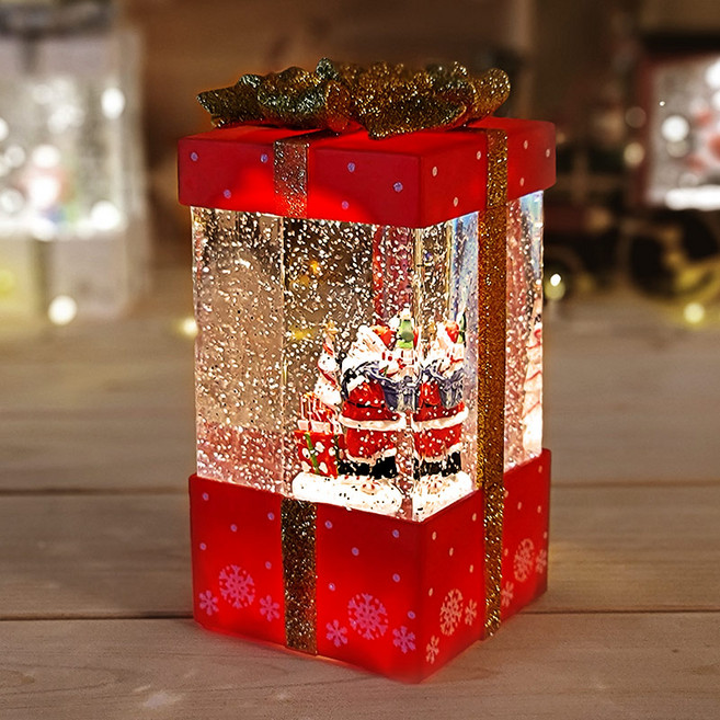 파티팡 LED 크리스마스 워터볼, 선물상자 [산타클로스], 1개