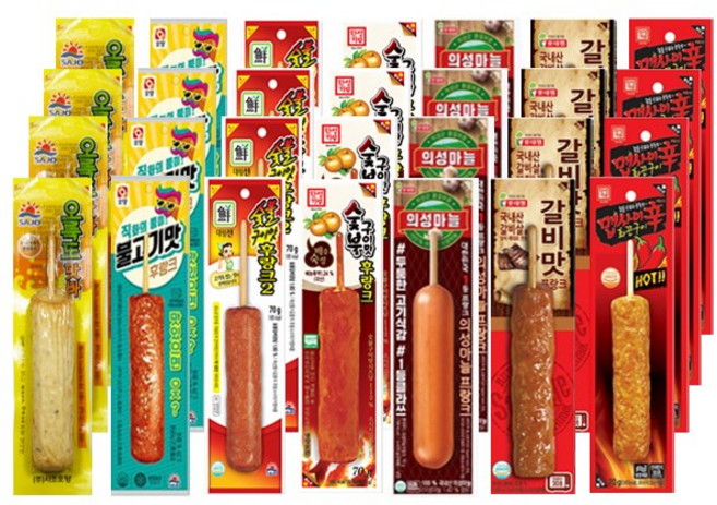 편의점 핫바 (28개) 의성마늘프랑크4+불고기맛후랑크4+갈비맛4+배즙후랑크4+맵사이신4+오륙도맛바4+숯불구이맛후랑크4, 1개