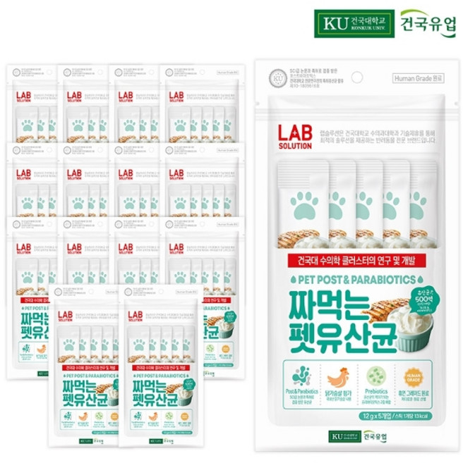 건국유업 짜먹는 펫유산균 포스트바이오틱스 (12g x 25개입) 3박스, 단품, 12g, 75개