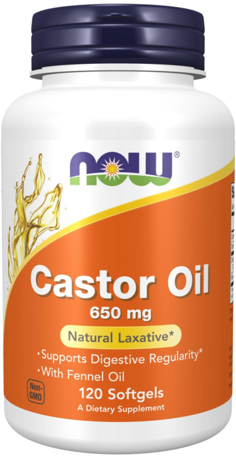 나우푸드 캐스터 오일 650mg 소프트젤, 1개, 120정