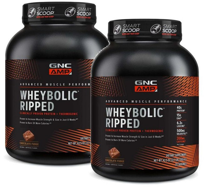 지엔씨 웨이볼릭 립드 프로틴 단백질 파우더 초콜릿퍼지맛 GNC AMP Wheybolic Ripped, 2개