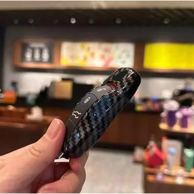 PRC 포르쉐 호환 키케이스 차키 키링 자동차 키홀더, A타입, 3_카본블랙