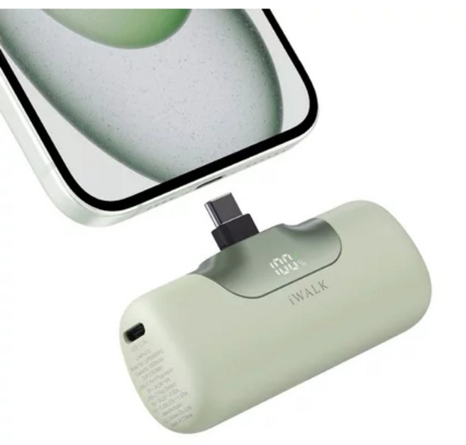 iWALK 第六代口袋行動電源 5500mAh 快充20W 快速充電 iPhone 15, 草綠