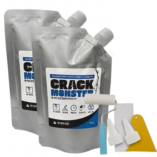 [지오쇼핑] 크랙몬스터 틈새 벽면 균열 시멘트 보수제 틈새 충진재 메꿈이, 1세트