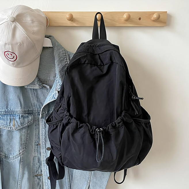 미쓰백 여성용 파이 나일론 포켓 스트링 백팩