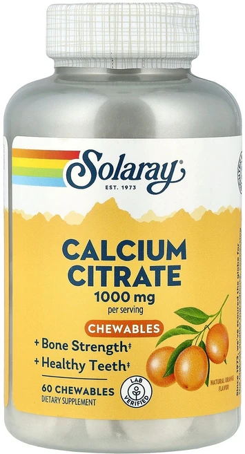 쏠라레이 칼슘시트레이트 내추럴 오렌지 250mg 츄어블 60정, 2개 - 쿠팡