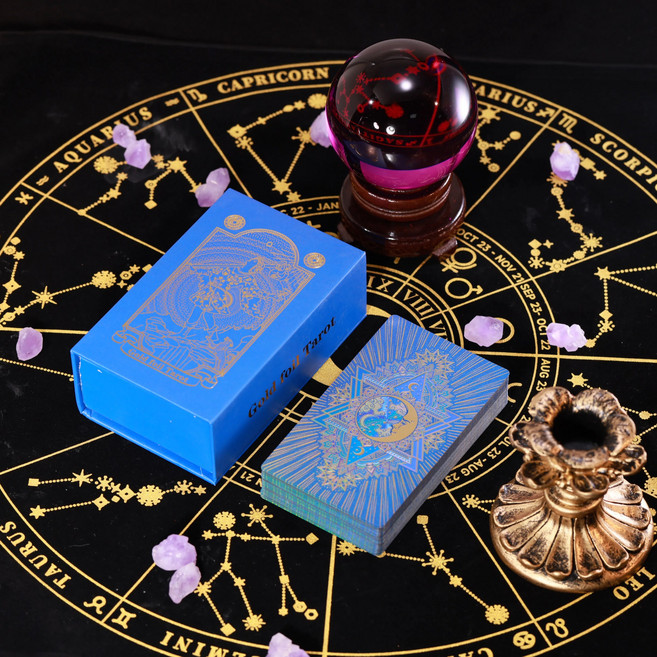 라이더 웨이트 타로카드 유니버셜 특별판 금박 디자인 +설명서 1개, 푸른