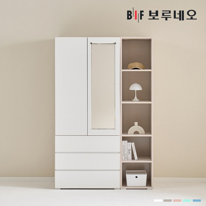 보루네오 비컴 1200 H세트 장롱 장농 이불장 미니 아이 작은방 원룸 슬림 4자, 화이트 BC036