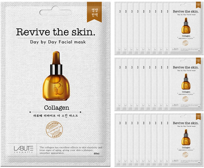 [라뷰떼]영양 탄력-리바이브 더 스킨 콜라겐 마스크팩 50장, 50개, 1개입