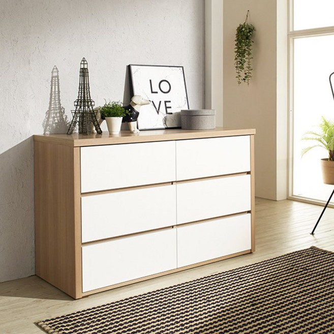 에디트 하이그로시 3단 속깊은 서랍장 1200, 내추럴 콤비 하이그로시