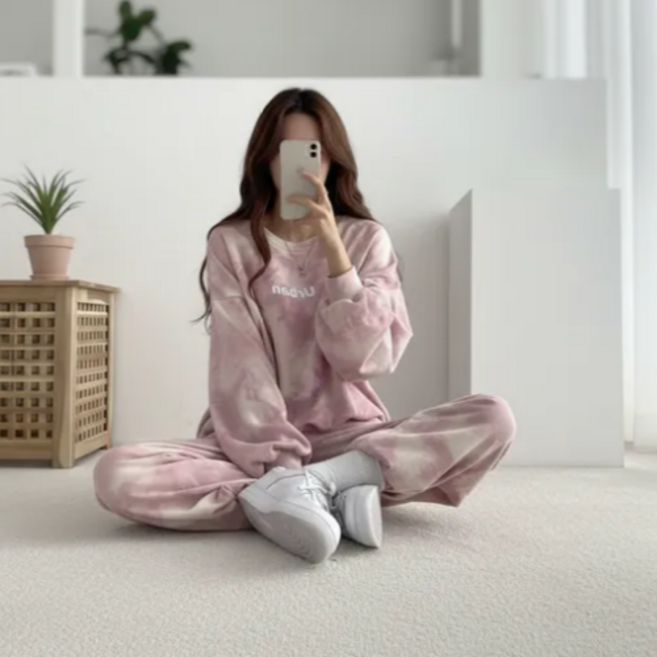 사라포유 여성 어반 긴팔 맨투맨 밴딩 조거팬츠 트레이닝세트