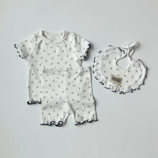 6개월 아기상하복 돌 여아 반팔 실내 플라워 잠옷 세트
