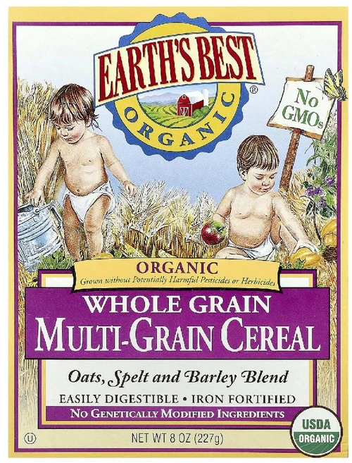 Earths Best 유기농 통곡물 멀티그레인 시리얼 227g 1개입 생후 6개월 이상 유아용 이유식 곡물 (미국산) - 쿠팡