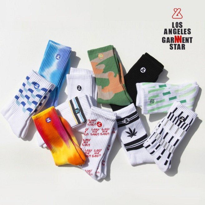 LAGS 엘에이 에센셜 크루삭스 스포츠 쿠션 두꺼운 패션 양말, 03.GREEN CAMO, FREE(235~270mm), 1개