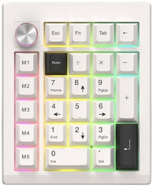 앱코 3모드 QMK VIA 무선 숫자키패드, 화이트, K26, 독자규격 스위치