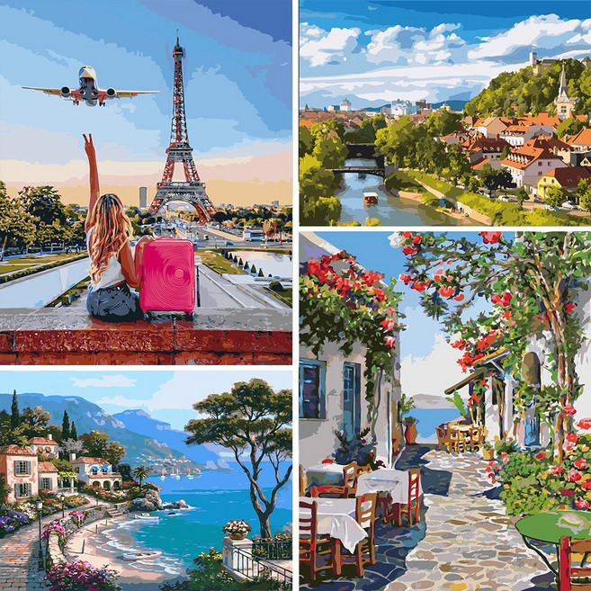 DIY 명화그리기 세트 그림 색칠 유화 취미 풍경, 1개