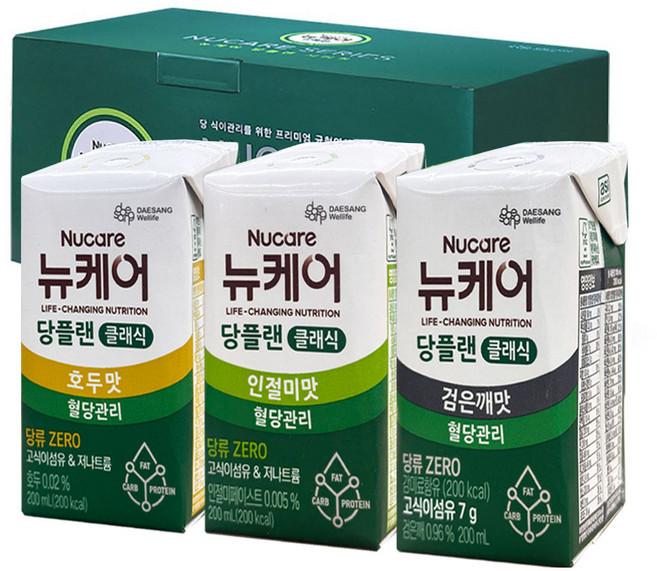 뉴케어 당플랜 호두맛 인절미맛 검은깨맛 (6팩씩18팩), 18개, 200ml