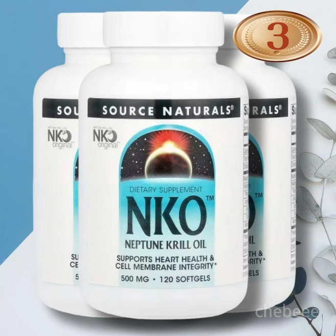 소스내추럴스 NKO 넵튠 크릴 오일 500mg 120정 3병 오메가3 아스타잔틴 인지질 - 쿠팡