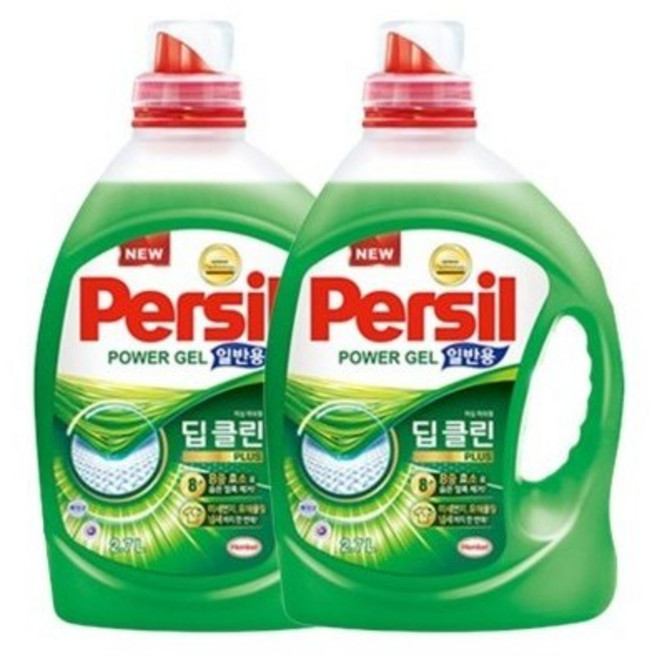 퍼실 파워젤 딥클린 플러스 일반용 액상세제 본품, 2.7L, 2개