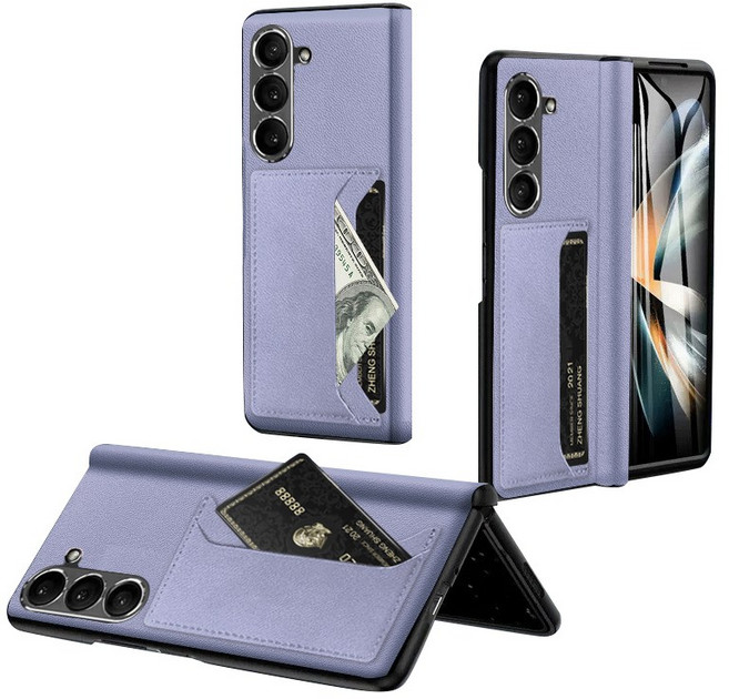 YINUO 갤럭시 Z 폴드3 4 5 6 7 힌지보호 소가죽 수납 케이스