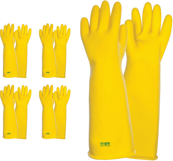 믿을수있는 공업용고무장갑 9호 5켤레 어업용 산업용 작업용 특수용, 노란색, 5개