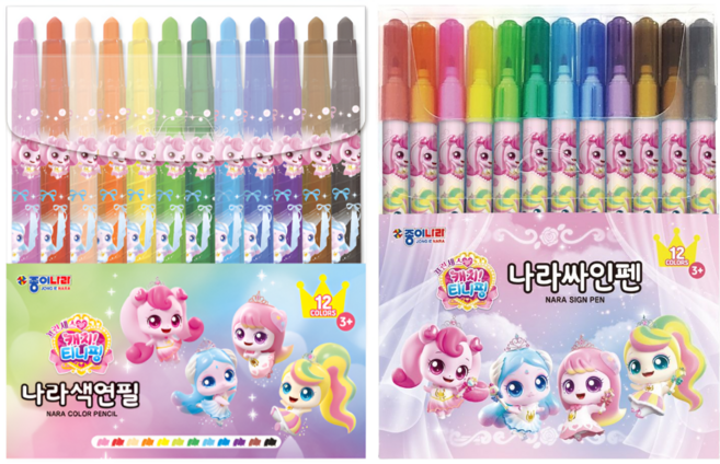 리오니즈 캐치티니핑 12색 색연필 + 싸인펜 세트, 단품, 단품
