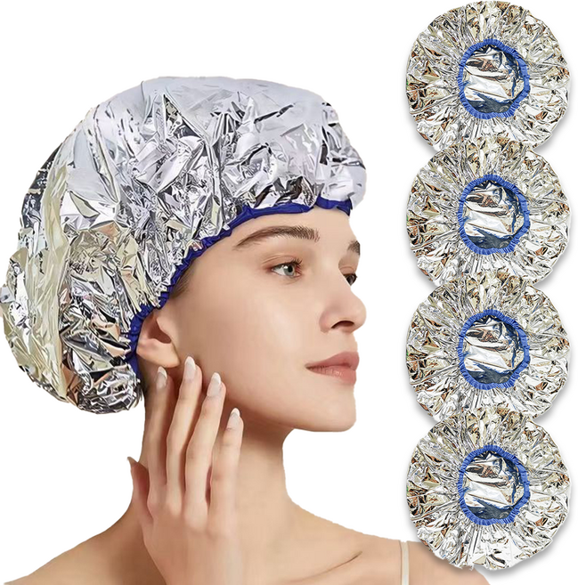 엔빙 알루미늄 헤어캡 헤어캡 셀프 홈 무선 온열캡 샤워캡 고급형 트리트먼트헤어 스티머전용 사우나용 찜질방용 남여공용, 1세트(4개), 1세트