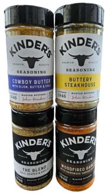 HUBZ 시즈닝 가루 양념 키더스 팬트리 필수 조미료 세트 4개입 10.5온스 더 블렌드 9.5온스 버터리 스테이크하우스 우드파이어드 갈릭 9.4온스 카우 버터 글루텐 프리 비