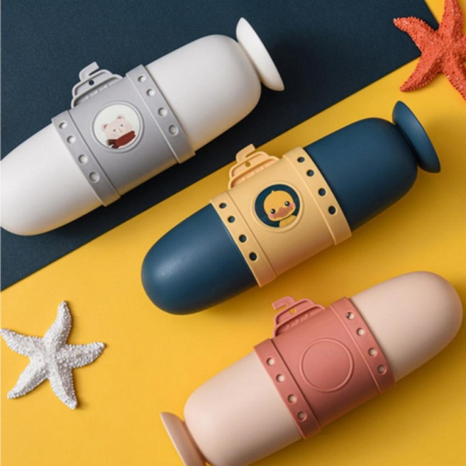 다용도 칫솔통 양치컵 보관함 꽂이 잠수함 칫솔 케이스, 핑크, 1개