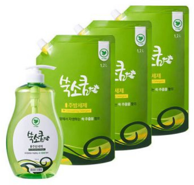 과일 채소용 세척제 쑥소쿰 주방세제 750mL + 1.2L 3개