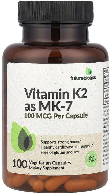 퓨처바이오틱스 비타민K2 100mcg Vitamin K2 as MK-7 베지캡슐 100정, 1개 - 쿠팡
