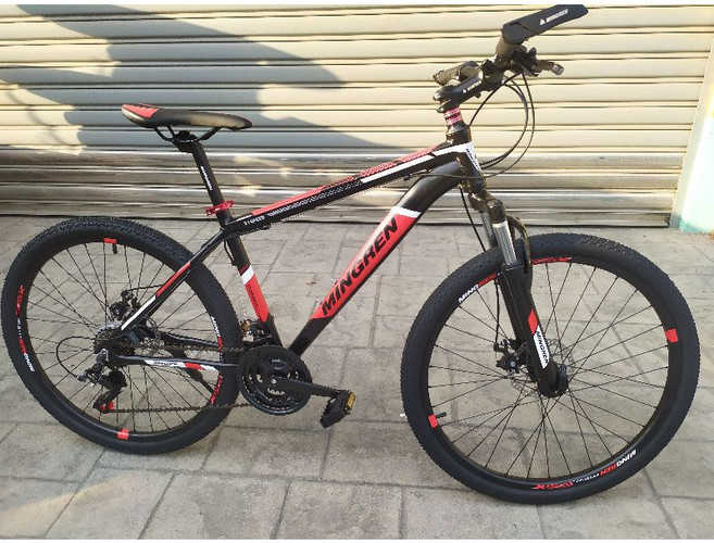 台灣品牌 MG MTB BIKE 登山車 Shimano 21S變速 煞變一體指撥 高CP值, 黑藍, 1個