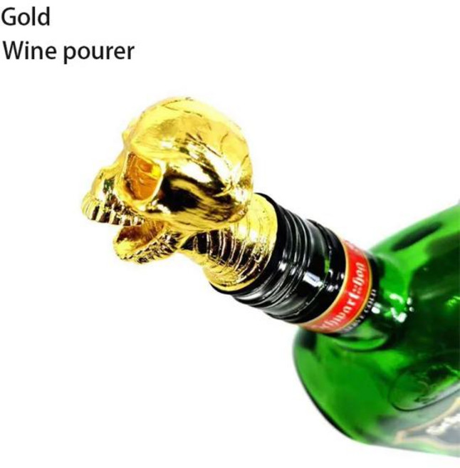 사슴양주 남은와인보관 위스키푸어러 할로윈 해골 머리 와인 Pourer 유령 축제 파티 병 마개 장식 용품 부어 주둥이 클럽 바 액세서리, [05] Gold Pourer, 1개