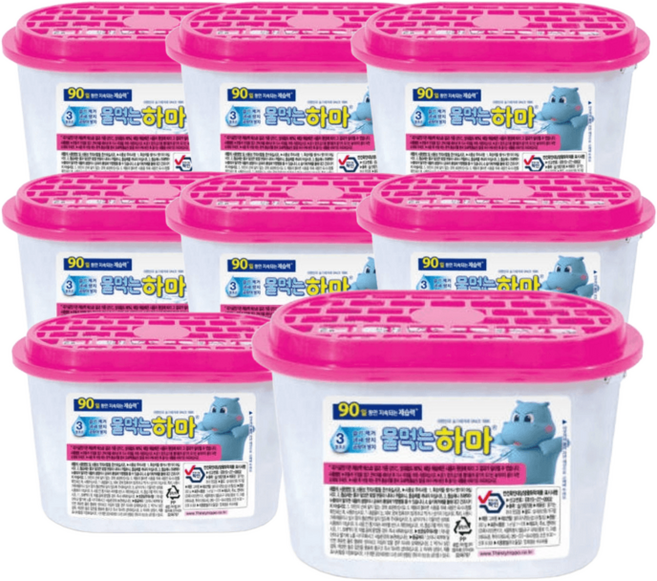 물먹는하마 옷장용 강력제습제 습기제거제 525ml 8개 곰팡이 냄새 방지 제거, 물먹는하마 편리한 525ML 8개