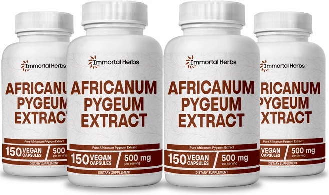 Immortal Herbs 아프리칸움 피금 프로스테이트 12500mg 25:1 추출물 남녀용 엑스트라 스트렝스 피금 보충제 비-GMO 및 글루텐 프리 껍질 추출 캡슐, 4개, 150회분 - 쿠팡
