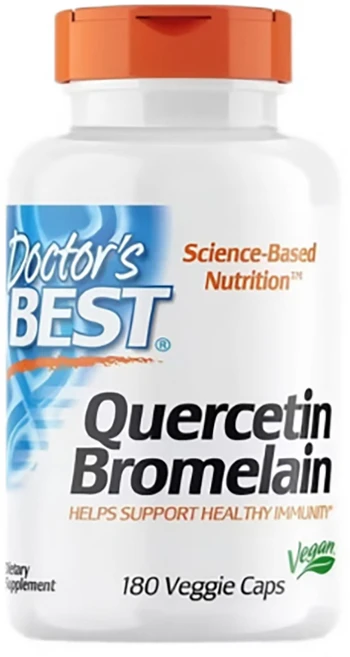 Doctor's Best 퀘르세틴 브로멜라인 항산화 및 소화 건강 보충제, 1세트, 180회분 - 쿠팡