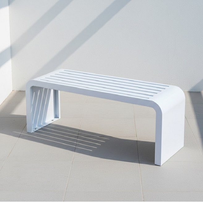 特蘭德 戶外長椅 防水耐候, 全鐵白色120cm(2人座)BH039