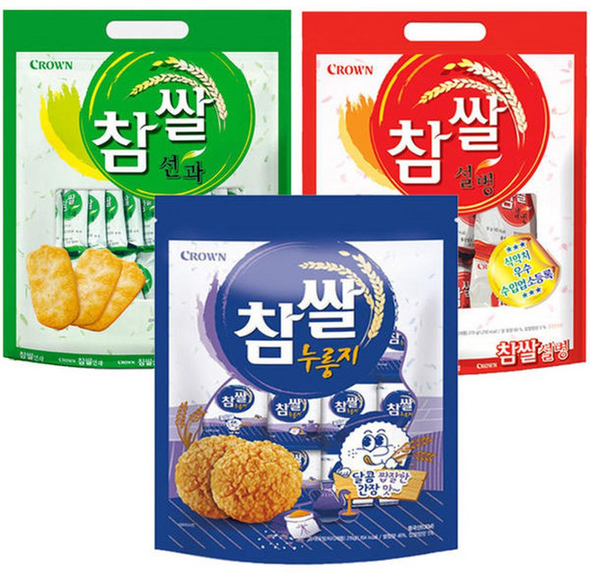 참쌀선과 253g()+참쌀설병 270g()+참쌀누룽지 216g() / 총3개, 3개, 216g