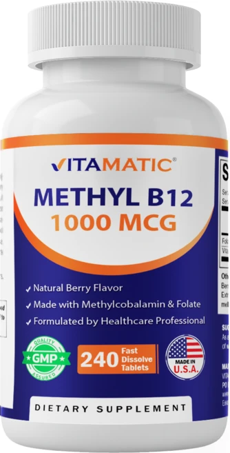 엽산이 포함된 비타민 메틸 B12 1000 mcg, 1개, 240회분 - 쿠팡