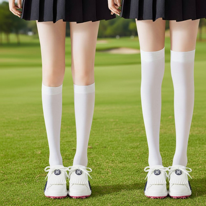 1+1 여성 슬림핏 골프 니삭스 얇은 라운딩 무릎 반스타킹