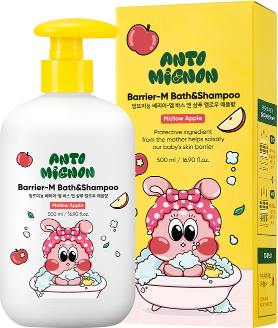 앙또미뇽 아기 워시 올인원 바스앤샴푸 탑투토 베이비 대용량 멜로우애플향, 1개