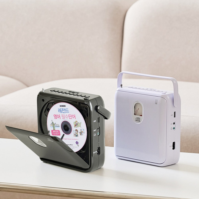 롯데 핑키500 CD 플레이어 미니 블루투스 시디 라디오 씨디 MP3 cdp 휴대용 교육용 어학용 무선 구간반복, 롯데 PINGKY-500 화이트